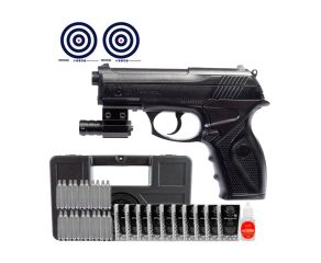 Pistola de Pressão CO2 R11 (C11) Rossi 6mm + Mira Laser + Co2 + Esferas + Case Rígido + Óleo + Alvos