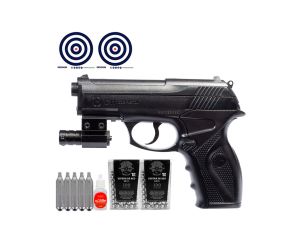 Pistola de Pressão CO2 R11 (C11) Rossi 6mm + Mira Laser + CO2 + Esfera de Aço LC + Óleo + Alvos