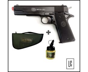 Pistola de Airsoft Colt M1911 A1 + Capa + Esferas Plásticas 0,12g 1000 Un