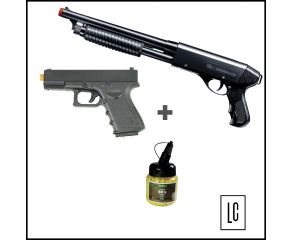 Airsoft Shotgun Hardball + Pistola Airsoft Glock G15 e BBs