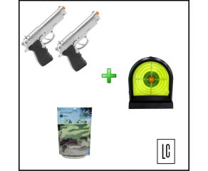 7251-Kit-Duelo-II-2-Pistola-de-Airsoft-G052S-Galaxy+Alvo-em-gel+Munição