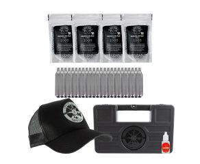 Kit Pistola Pressão 4,5mm: Cilindros Co2 + Esferas de aço LC + Maleta LC + Boné LC + Óleo Silicone