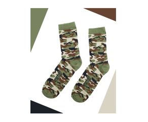 Meia Cano Medio Camuflada e Verde Army 39-43