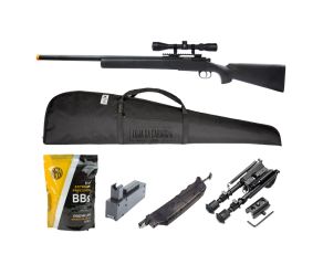 Airsoft Sniper M24 Storm + BBs Rossi 0.30 + Magazine + Speedloader + Luneta + Capa + Bipé