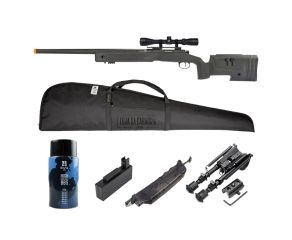 Airsoft Sniper M40 Storm + BBs 0.43g Evo 1200 Un + Magazine + Speedloader + Luneta + Capa + Bipé