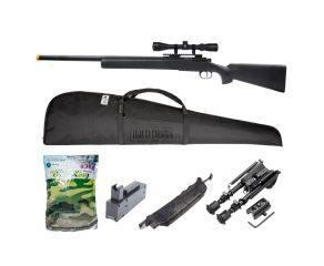 Airsoft Sniper M24 Storm + BBs 0.30g King 3333 Un + Magazine + Speedloader + Luneta + Capa + Bipé