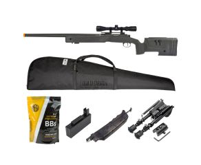 Airsoft Sniper M40 Storm + BBs Rossi 0.30 + Magazine + Speedloader + Luneta + Capa + Bipé