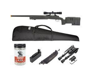 Airsoft Sniper M40 Storm + BBs 0.40g QGK 950 Un + Magazine + Speedloader + Luneta + Capa + Bipé