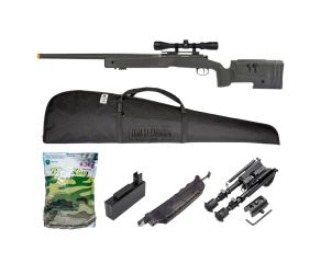 Airsoft Sniper M40 Storm + BBs 0.30g King 3333 Un + Magazine + Speedloader + Luneta + Capa + Bipé