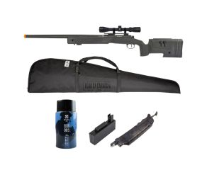 Airsoft Sniper M40 Storm + BBs 0.43g Evo 1200 Un + Magazine + Speedloader + Luneta + Capa