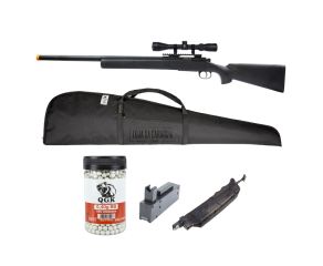 Airsoft Sniper M24 Storm + BBs 0.40g QGK 950 Un + Magazine + Speedloader + Luneta + Capa