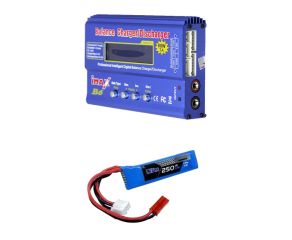 Carregador Inteligente L6 IMAX 80w Fonte 2A + Bateria Lipo 7.4v 250mAh Pistola Airsoft AEP