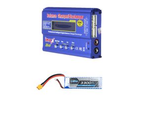 Carregador Inteligente L6 IMAX 80w Fonte 2A + Bateria Lipo 11.1V 3S 3300mAh 30 60C XT60