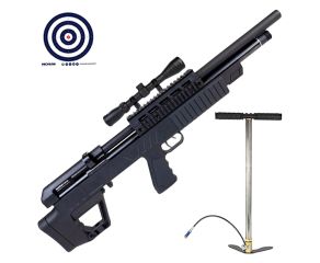 Carabina PCP Beeman 13625 VR 5 5mm Bullpup + Luneta 3 9x40 SFP + Bomba Manual 300 BAR + Alvos