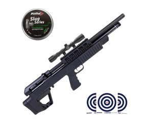 Carabina PCP Beeman 13625 VR 5 5mm Bullpup + Luneta 4x32 22mm + Chumbinho Rifle Slug 5 5mm + Alvos