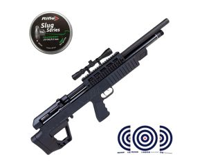 Carabina PCP Beeman 13625 VR 5 5mm Bullpup + Luneta 3 9x40 SFP + Chumbinho Rifle Slug 5 5mm + Alvos