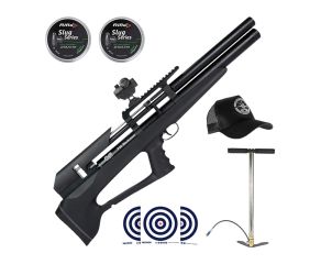 Carabina PCP Artemis P35 Bullpup 5.5mm + Bomba Manual + Red Dot 1x22 + Chumbos + Boné LC + Alvos