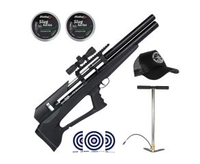 Carabina PCP Artemis P35 Bullpup Blackened 5.5mm + Bomba + Luneta 4x32 + Boné LC + Chumbos + Alvos