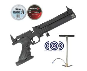Pistola PCP Hatsan Air Jet 5 5mm + Bomba Manual 300 Bar + Chumbos Rifle  + Chumbos Votex  + Alvos