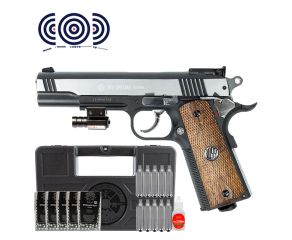 Pistola 1911 Combat Rossi CO2 4.5mm Full Metal + Maleta + Mira Laser  + Esferas + CO2 + Oleo + Alvos