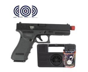 Pistola Airsoft Glock Raven Blowback TAG + Maleta + Cilindro Green Gás + Airsoft BBs 0.25g + Alvos
