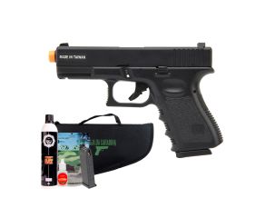 Pistola Airsoft GBB Glock G23 KJW + Magazine Extra e Kit