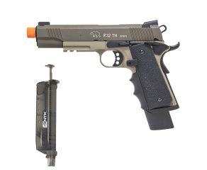 Pistola Airsoft GBB 1911 R32 Tan SandStorm + Speedloader 90 Rds NTK