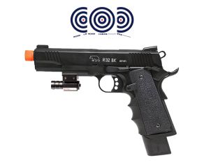 Pistola Airsoft GBB 1911 M.E.U R32 NightStorm Full Metal Army + Mira Laser + Alvos