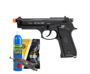 Pistola Airsoft GBB Beretta M92 Full Metal + Speedloader + BB's Rossi + Green gás Rossi