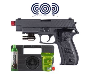 Pistola Airsoft GBB Full Metal P226 Rossi + Maleta + Green Gas + BBs + Oleo + Alvos