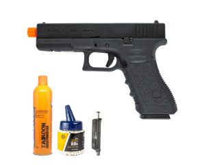 Pistola Airsoft GBB Glock G17 Kosok E&C + Speedloader NTK 90 Rds + BB's 0.20g 1000Un + Green Gás