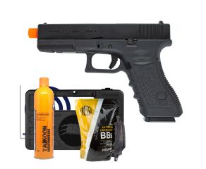 Pistola Airsoft GBB Glock G17 Kosok E&C + Speedloader Rossi + BB's 0.20g + Green Gás + Alvos + Case