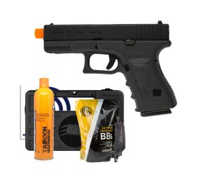 Pistola Airsoft GBB Glock G19 Kosok E&C + Speedloader Rossi + BB's + Green Gás + Alvos + Case Leão