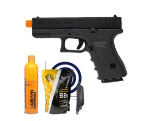 Pistola Airsoft GBB Glock G19 Kosok E&C + Speedloader Rossi + BB's + Green Gás + Alvos 14x14cm Rossi