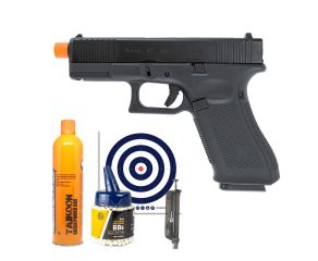 Pistola Airsoft GBB Glock G45 Kosok E&C + Speedloader NKT + BB's + Green Gás + Alvos Rossi 14x14cm