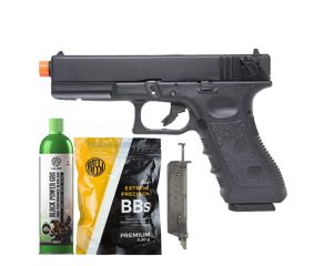 Pistola Airsoft GBB Glock R18 Army + Speedloader Rossi + BB's 0.20g + Green Gás