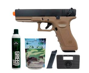 Pistola Airsoft GBB Glock R18 Tan Army + Magazine + Maleta + Cilindro + BBs