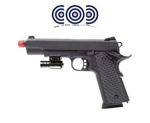 Pistola Airsoft GBB Rossi 1911 Commander Blowback + Mira Laser + Alvos