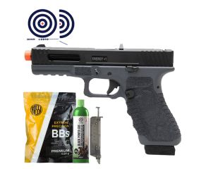 Airsoft GBB Secutor Glock Gladius 17 Cinza + Green Gas + BBs 0.20g + Speedloader + Alvos