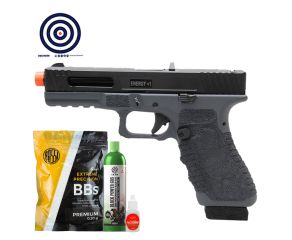 Airsoft GBB Secutor Glock Gladius 17 Cinza + Green Gas + BBs 0.20g + Oleo + Alvos