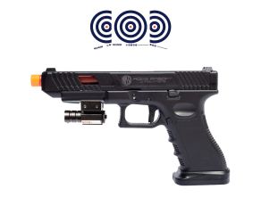 Pistola Airsoft Rossi Glock G34 Combat Master GBB + Mira Laser + Alvos