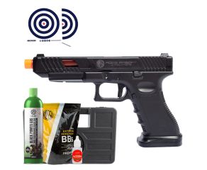 Airsoft Rossi Glock G34 Combat Master GBB + Maleta Rigida + Green Gas + BBs 0.20g + Oleo + Alvos