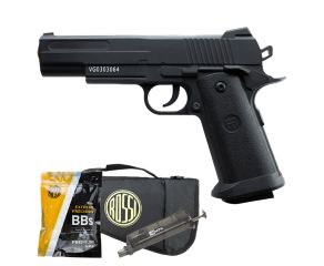 Pistola Airsoft Spring 1911 V18 Vigor + Speedloader + BB's 0.12g Rossi + Capa Rossi