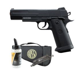 Pistola Airsoft Spring 1911 V18 Vigor + Speedloader + BB's 0.12g 2000 un + Capa Rossi