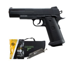 Pistola Airsoft Spring 1911 V18 Vigor + Speed Loader + BBs 0 20g 1000 un + Capa LC