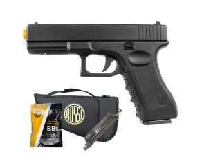 Pistola Airsoft Spring Full Metal Glock GK-V20 6mm + Speed Loader + BBs + Capa