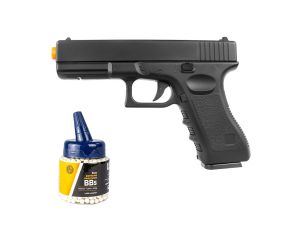 Pistola Airsoft Spring Full Metal Glock GK-V20 6mm + BBs 0.20 Rossi 1000 Unidades