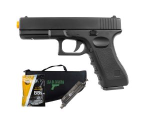 Pistola Airsoft Spring Full Metal Glock GK-V20 6mm + Speed Loader + BBs + Capa LC