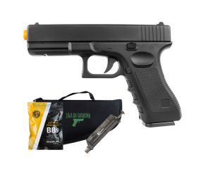 Pistola Airsoft Spring Full Metal Glock GK-V20 6mm + Speed Loader + BBs Rossi + Capa LC