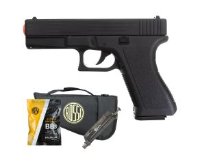 Pistola Airsoft Spring Glock GK-V307 Vigor + Speed Loader + BBs + Capa Rossi